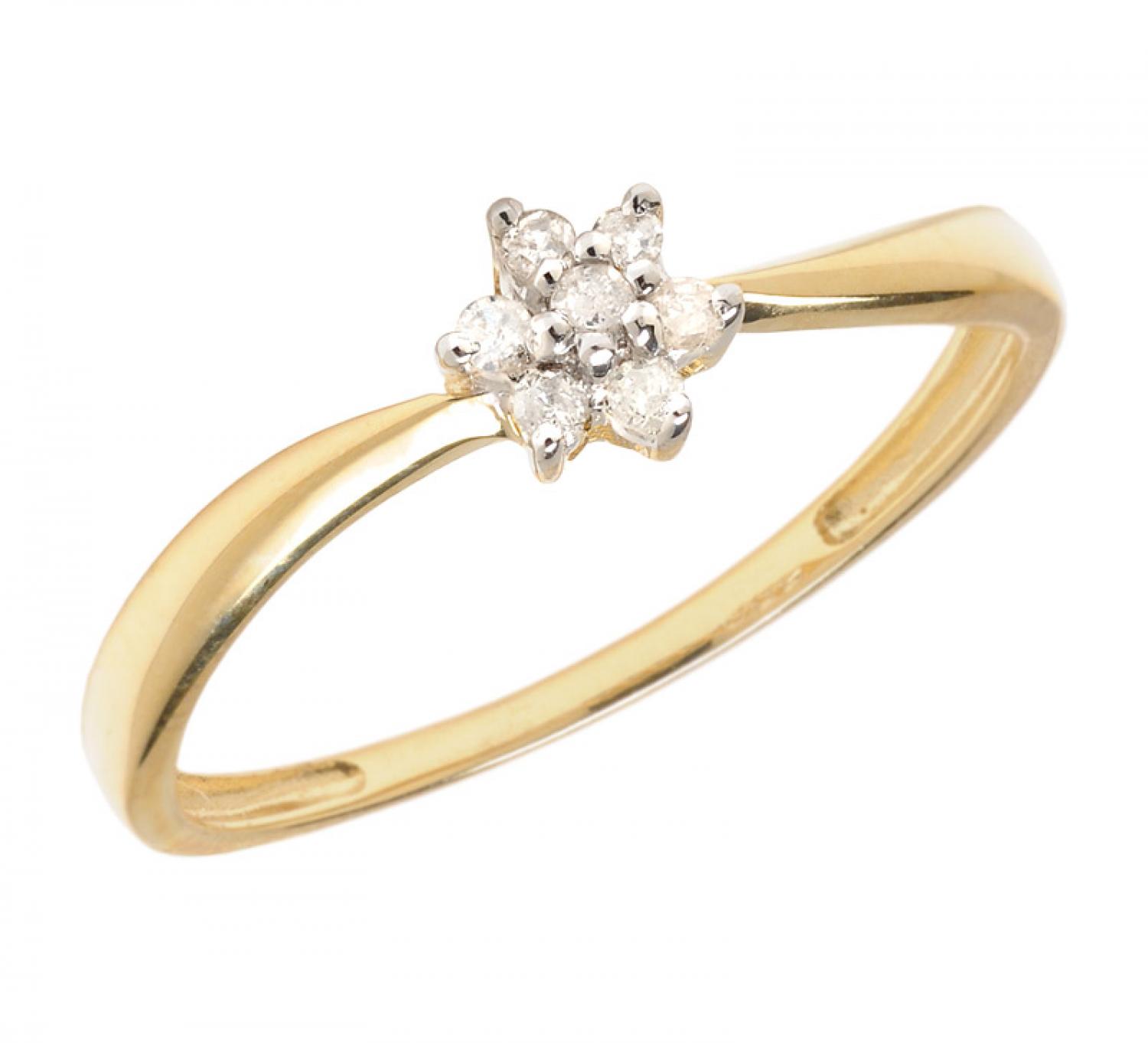 14K Yellow Gold Diamond Cluster Ring