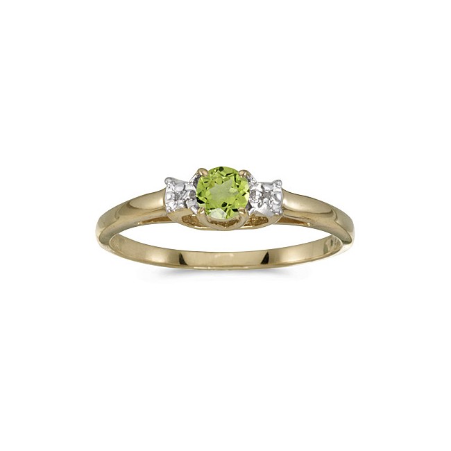 10k Yellow Gold Round Peridot And Diamond Ring