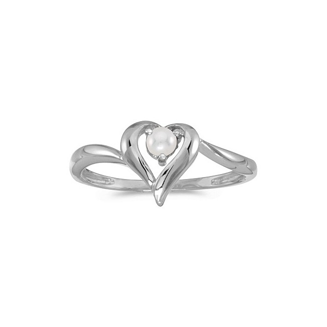 10k White Gold Pearl Heart Ring