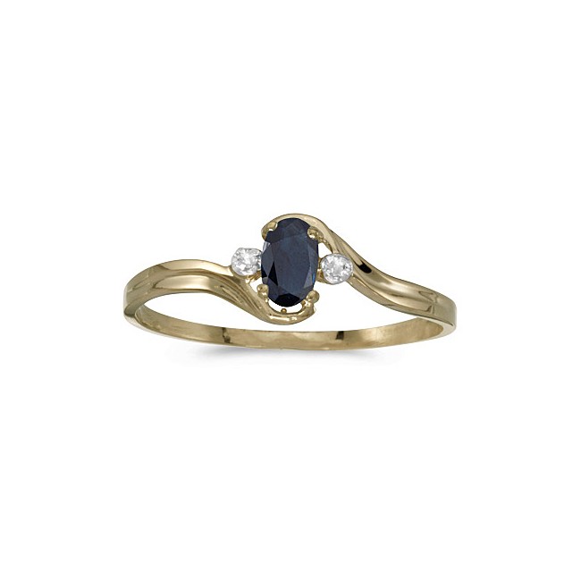 10k Yellow Gold Oval Sapphire And Diamond Ring