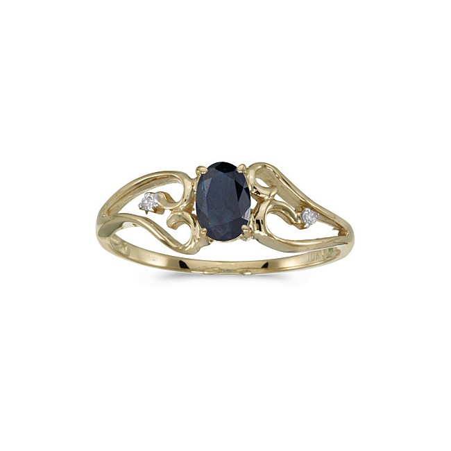 10k Yellow Gold Oval Sapphire And Diamond Ring