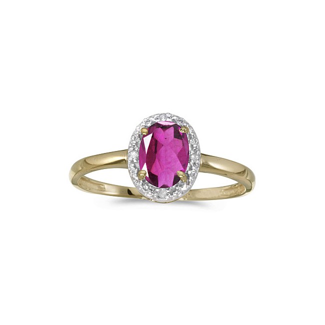 14k Yellow Gold Oval Pink Topaz And Diamond Ring