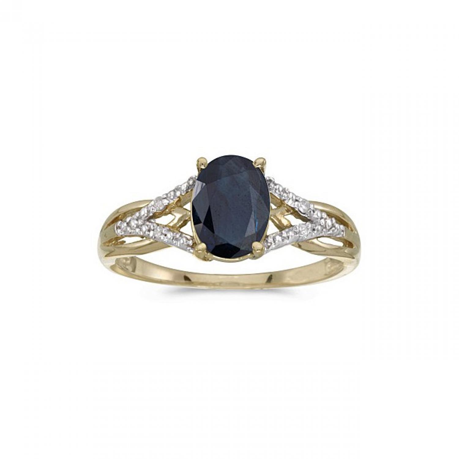 10k Yellow Gold Oval Sapphire And Diamond Ring