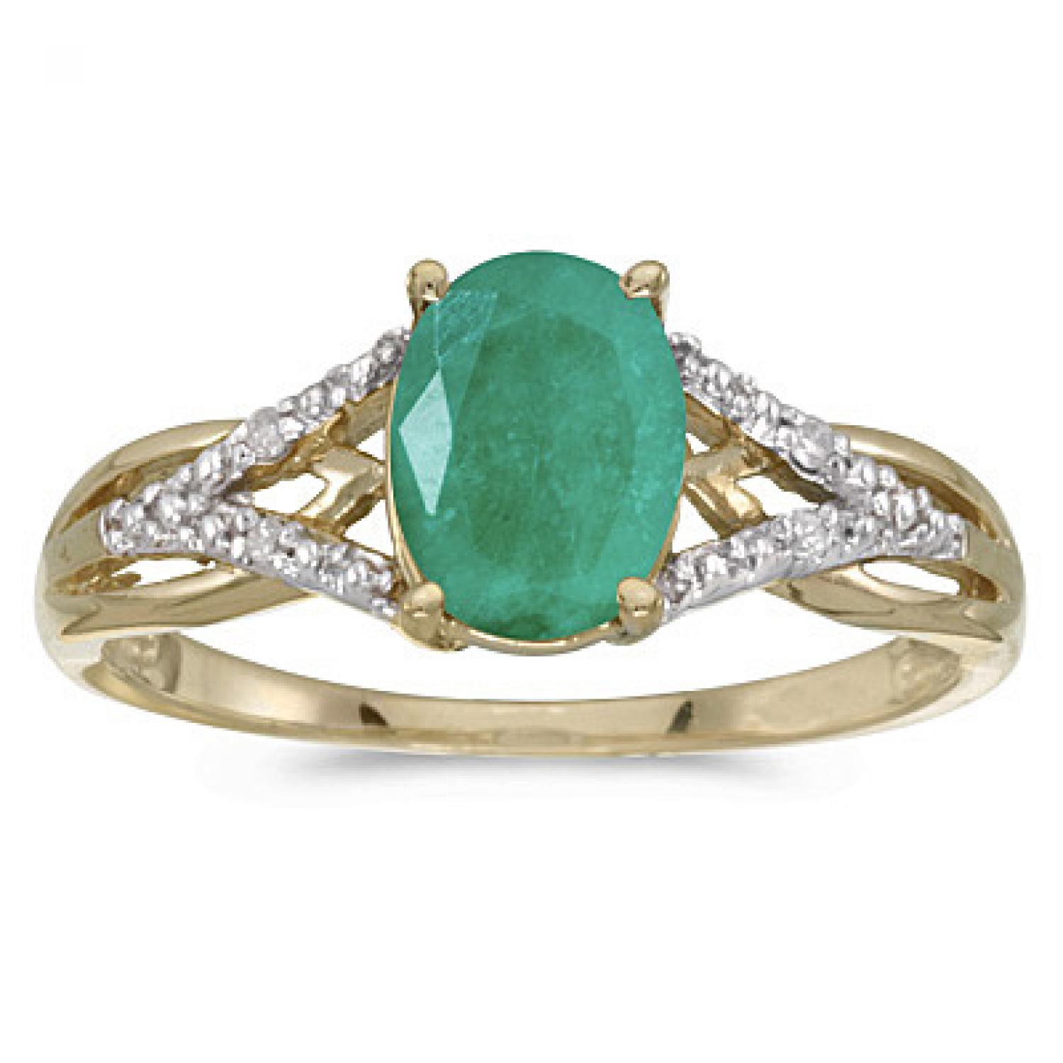 14k Yellow Gold Oval Aquamarine And Diamond Ring