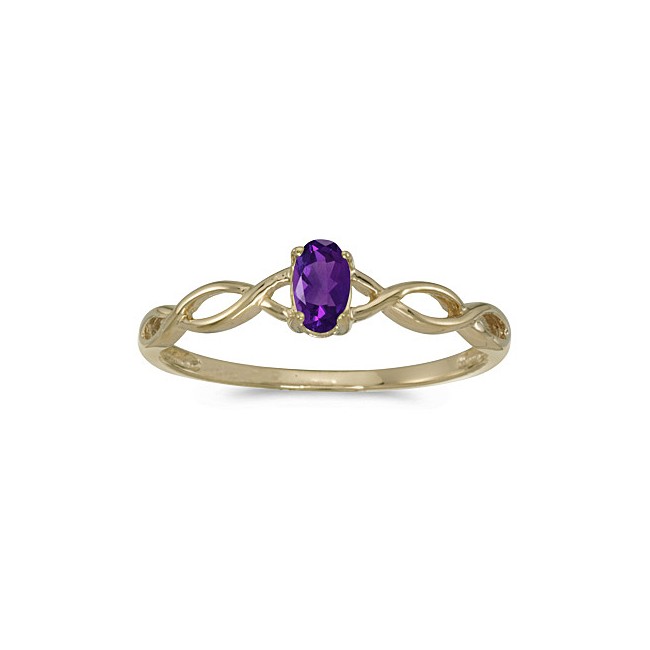 10k Yellow Gold Oval Amethyst Ring