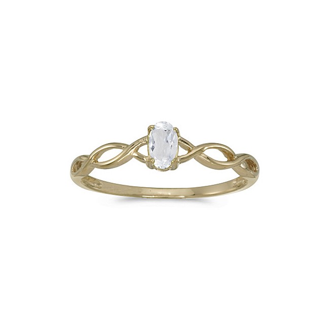 10k Yellow Gold Oval White Topaz Ring