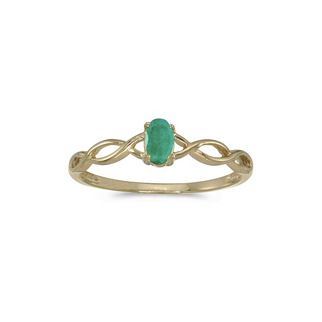 10k Yellow Gold Oval Emerald Ring