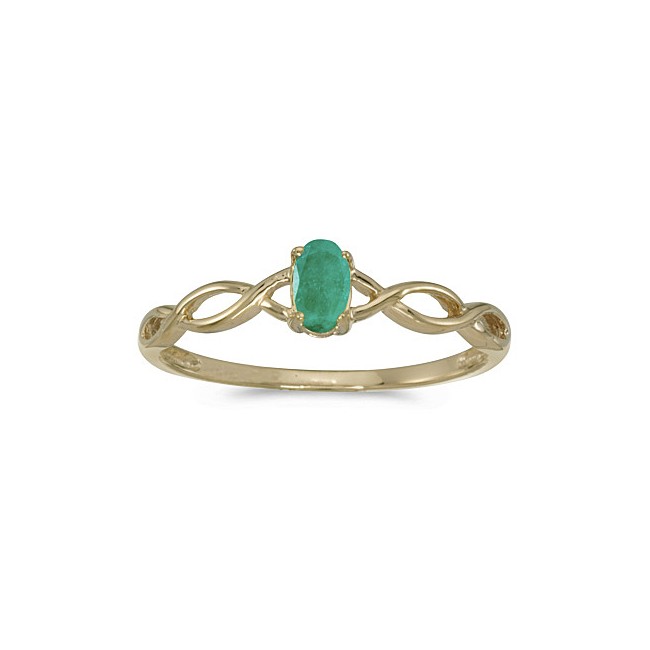 10k Yellow Gold Oval Emerald Ring