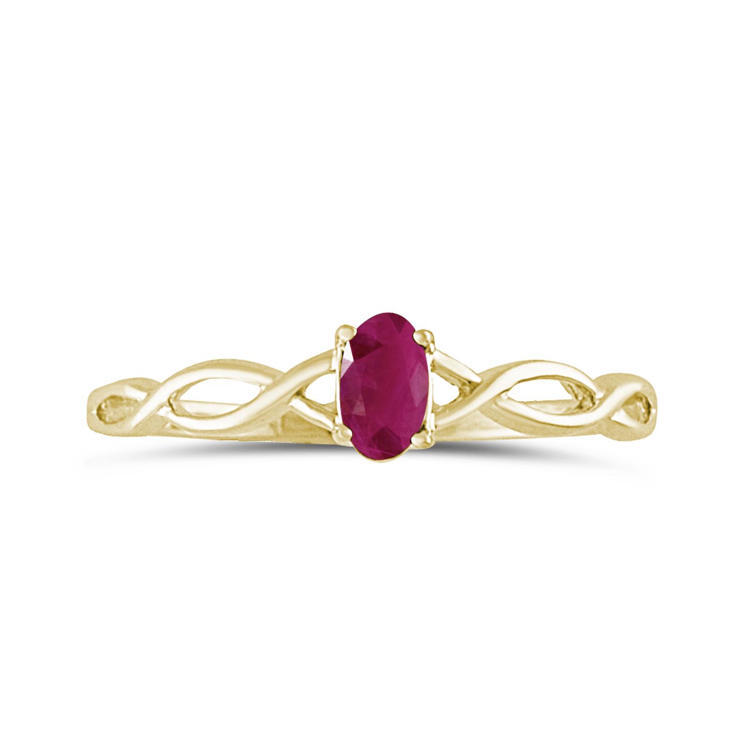 10k Yellow Gold Oval Ruby Ring