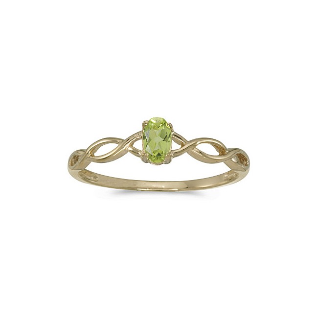 10k Yellow Gold Oval Peridot Ring