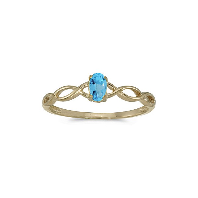 10k Yellow Gold Oval Blue Topaz Ring