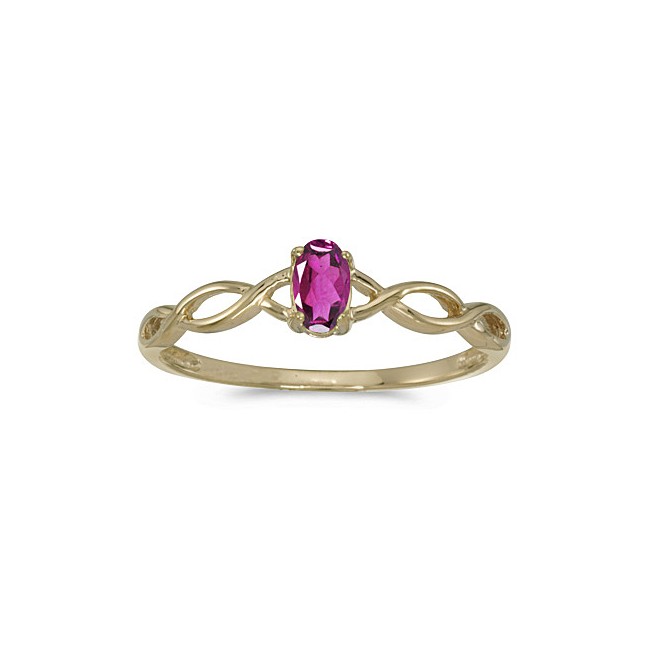 10k Yellow Gold Oval Pink Topaz Ring