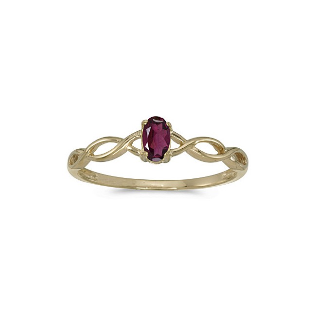 10k Yellow Gold Oval Rhodolite Garnet Ring