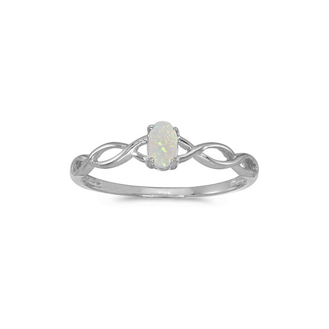 10k White Gold Oval Opal Ring