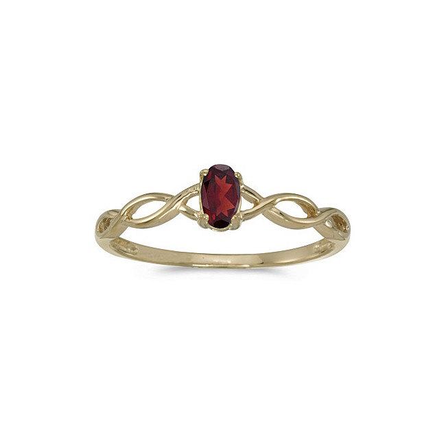 14k Yellow Gold Oval Garnet Ring