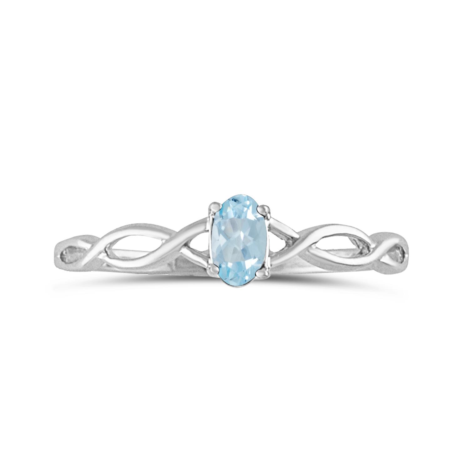 14k White Gold Oval Aquamarine Ring