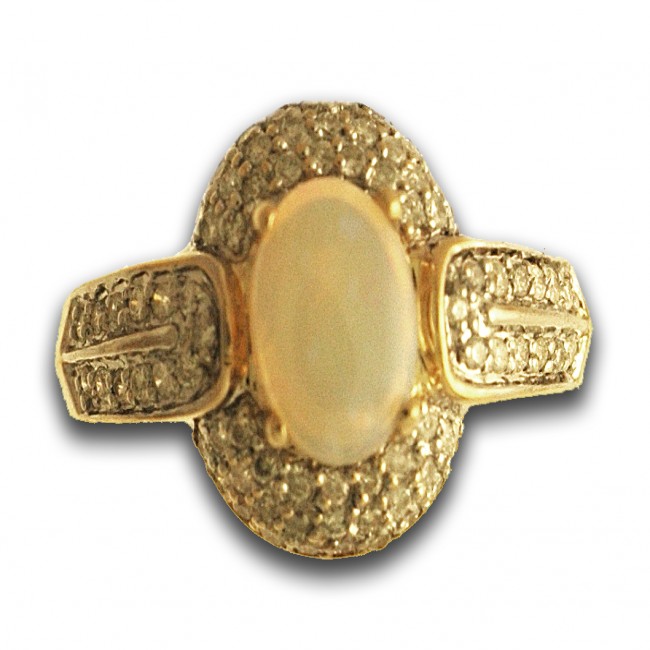 14k Yellow Gold Oval Opal Ring
