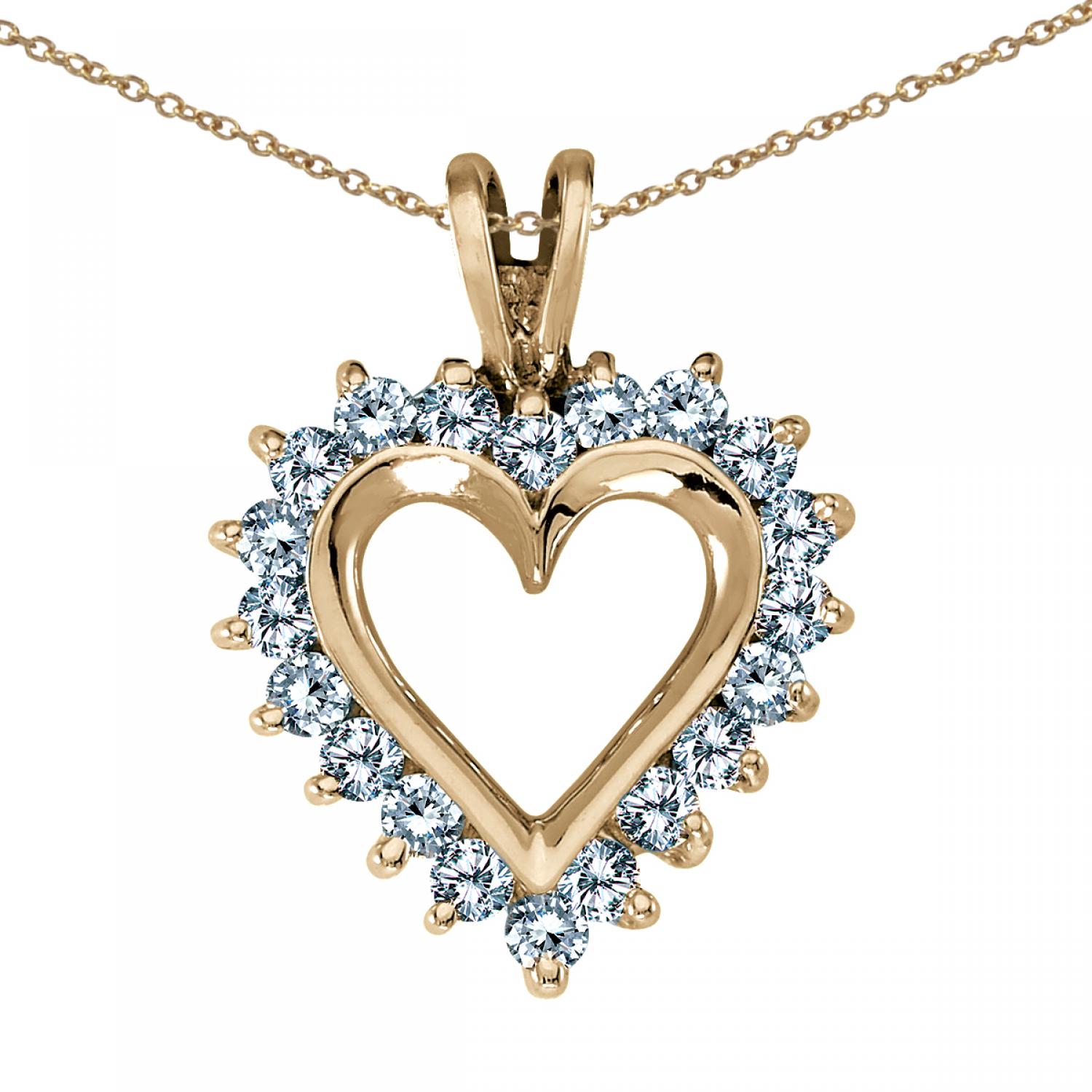 14K Yellow Gold Diamond Heart Pendant