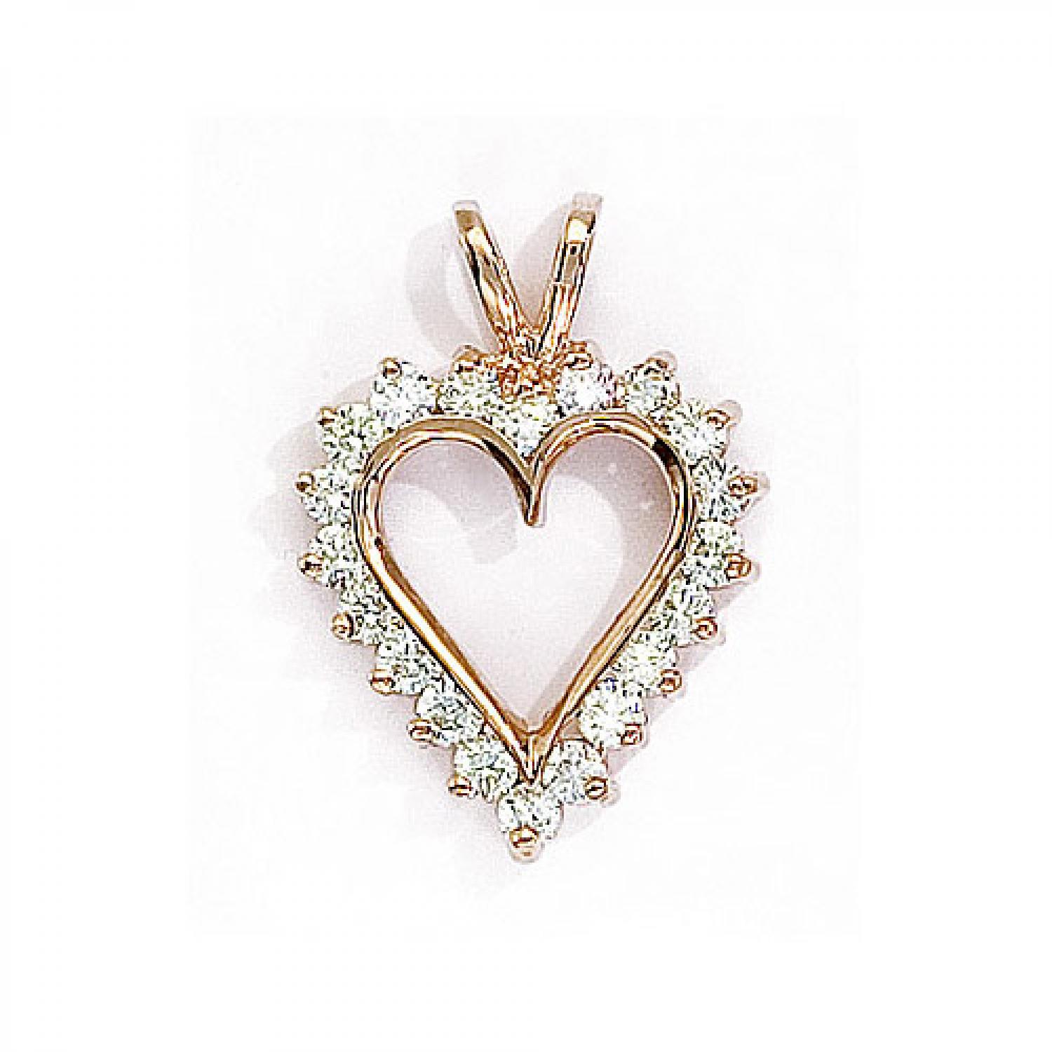 14K Yellow Gold Diamond Heart Pendant