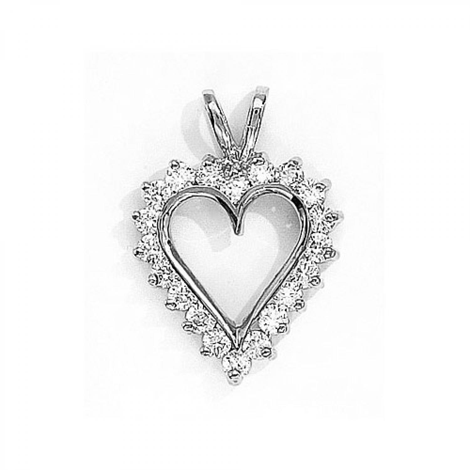 14K White Gold Diamond Heart Pendant
