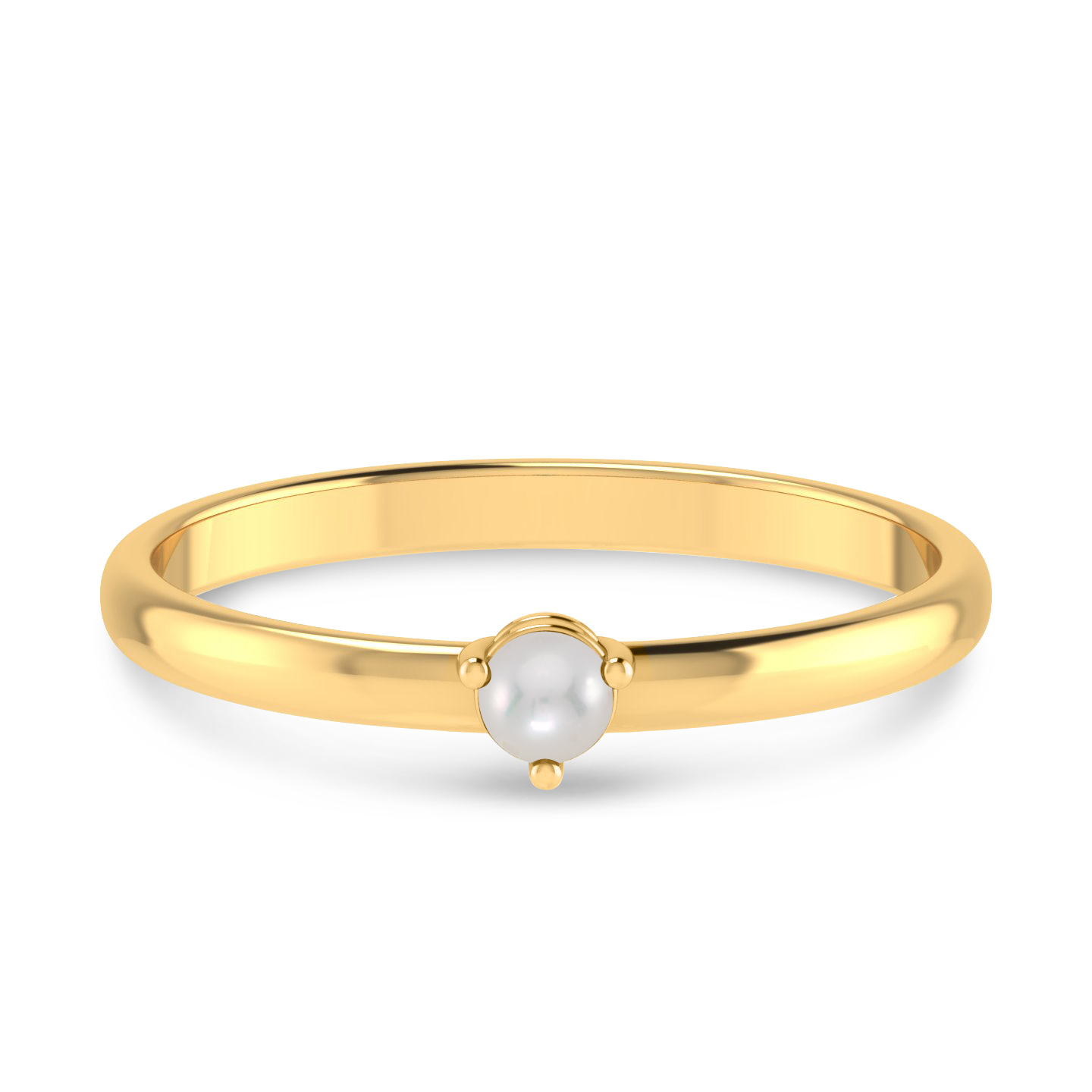 14K Yellow Gold 3mm Round Pearl Birthstone Ring