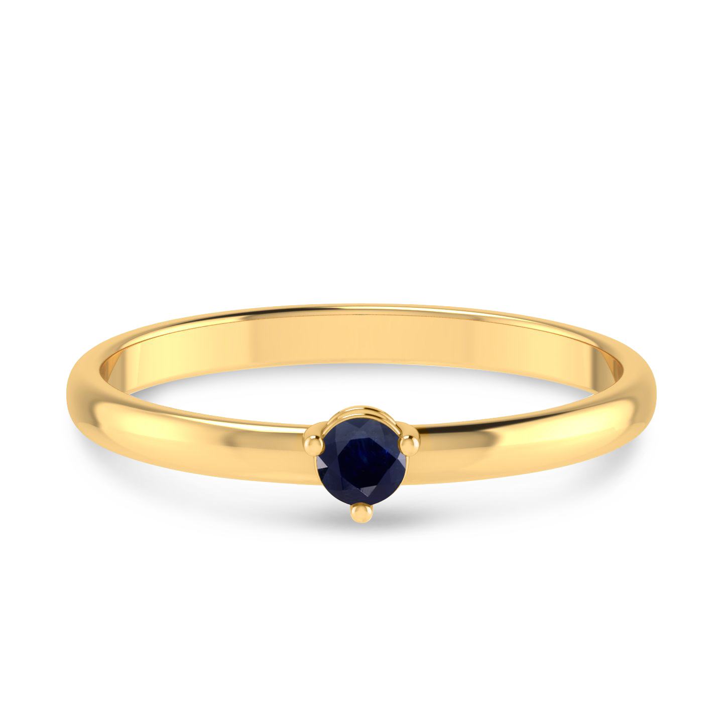 14K Yellow Gold 3mm Round Sapphire Birthstone Ring