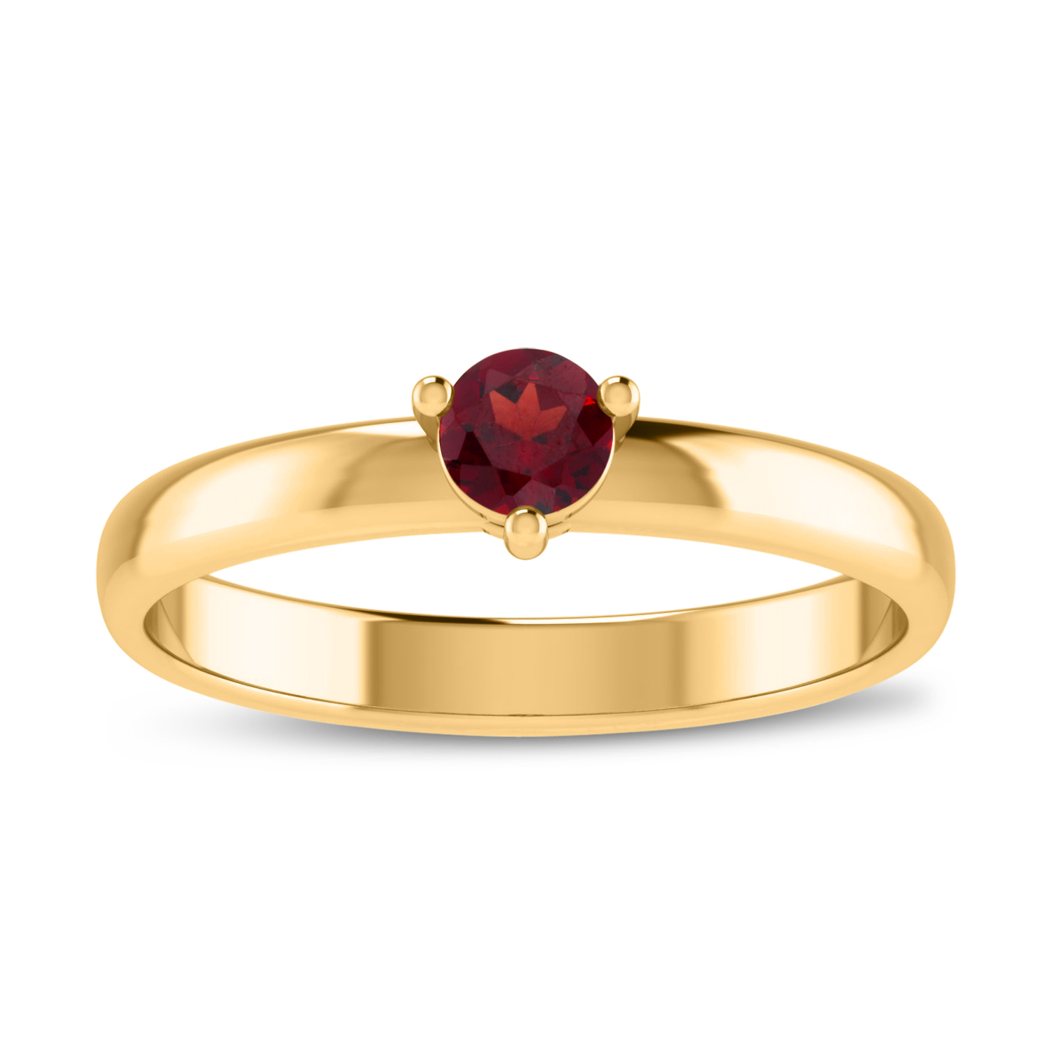 10K Yellow Gold 4mm Round Garnet Birthstone Ring