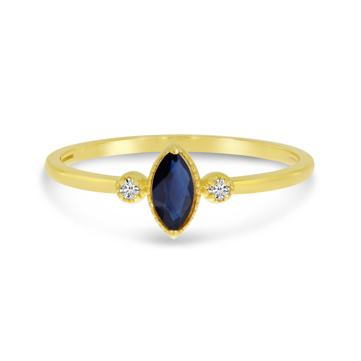 10K Yellow Gold Marquis Sapphire Birthstone Ring