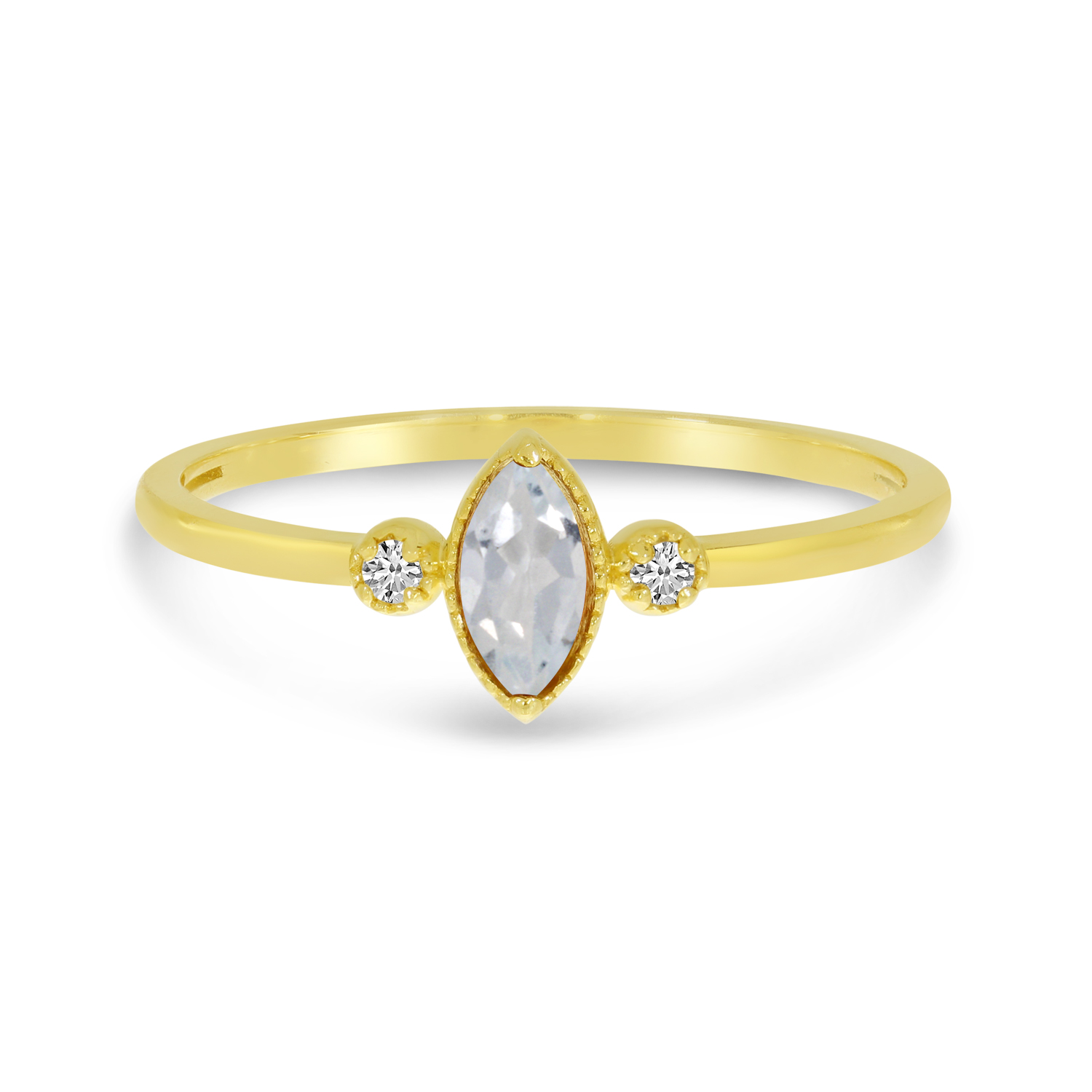 14K Yellow Gold Marquis White Topaz Birthstone Ring