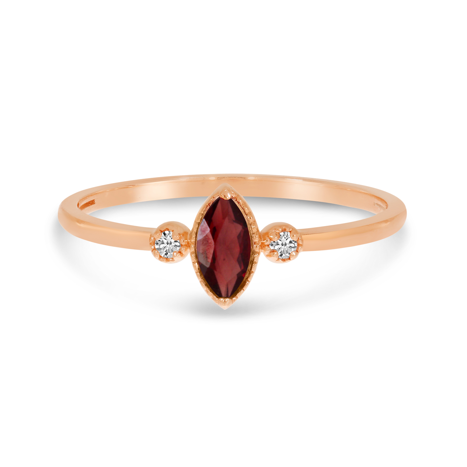 14K Rose Gold Marquis Garnet Birthstone Ring