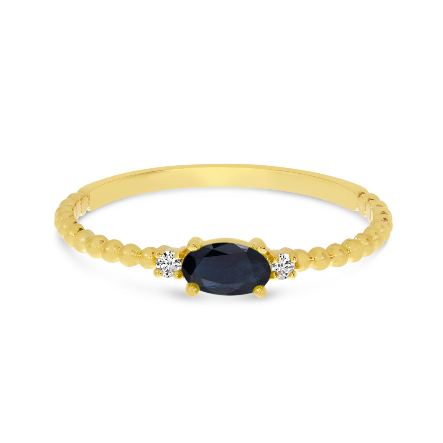 10K Yellow Gold East To West Oval Sapphire Birthstone Ring