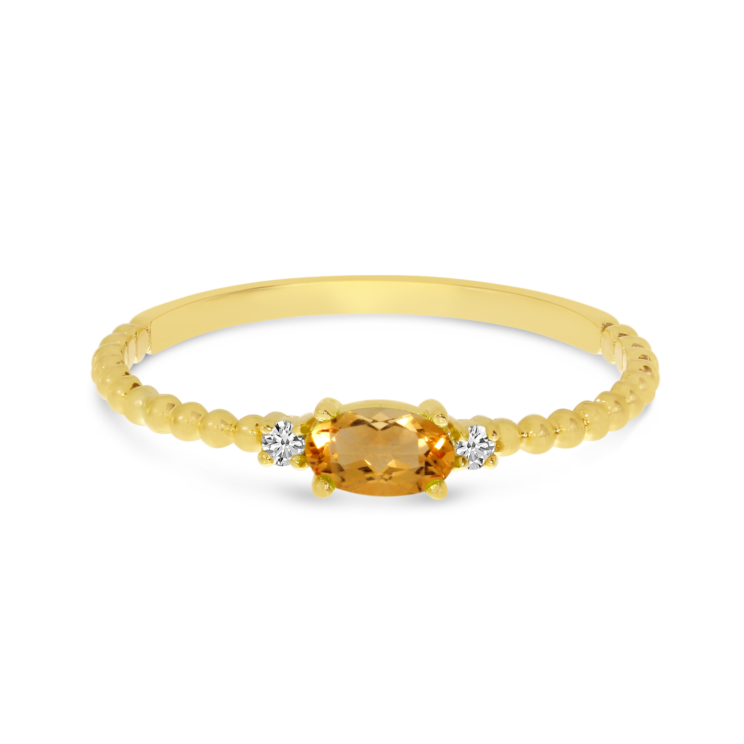 14K Yellow Gold East To West Oval Citrine Birthstone Ring