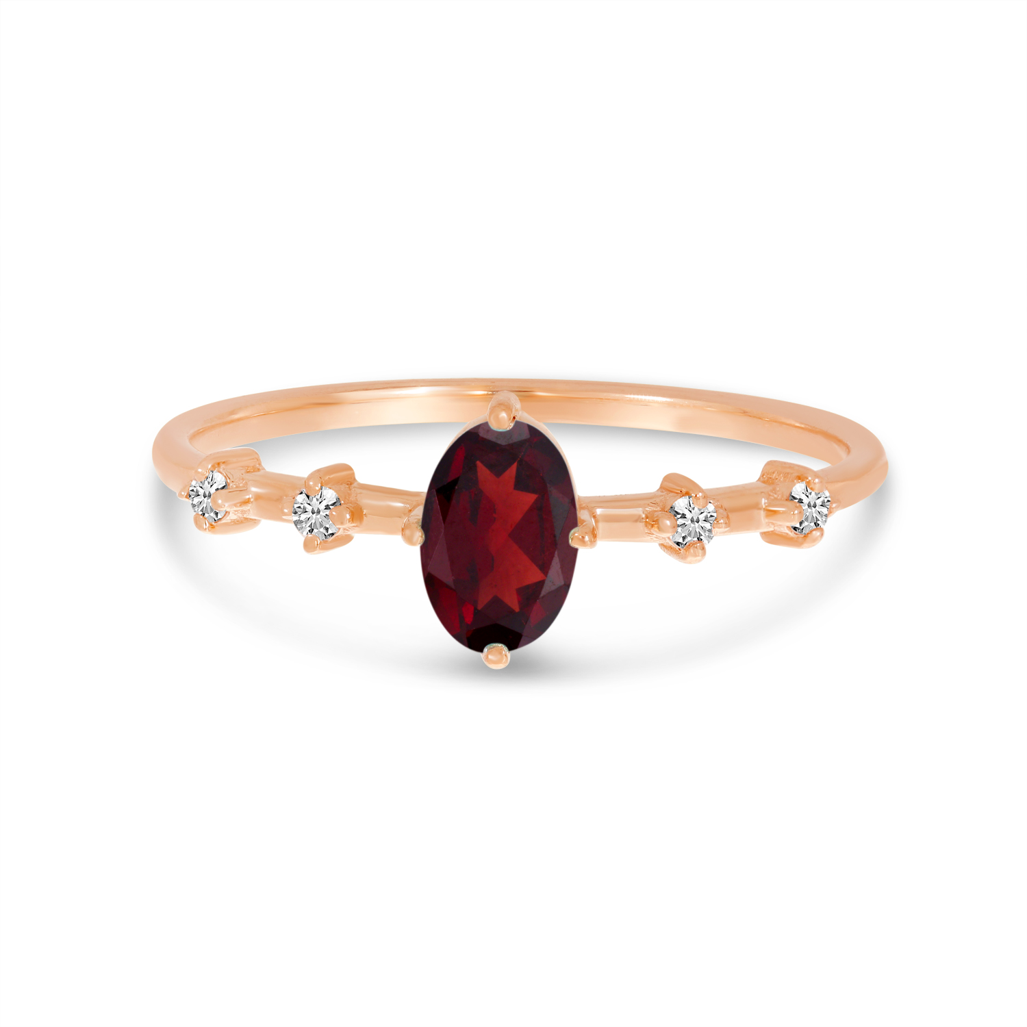 10K Rose Gold Oval Garnet Birthstone Ring