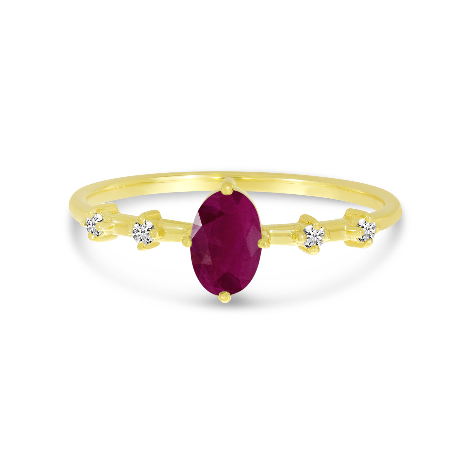 14K Yellow Gold Oval Ruby Birthstone Ring