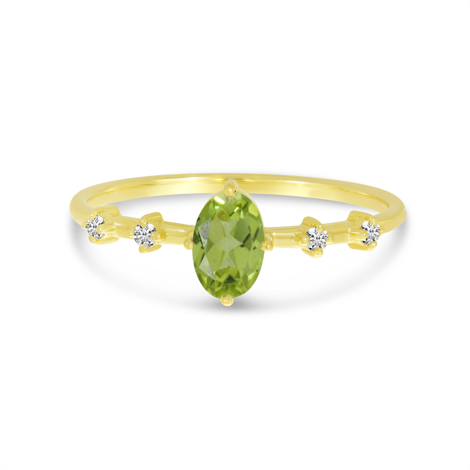 14K Yellow Gold Oval Peridot Birthstone Ring