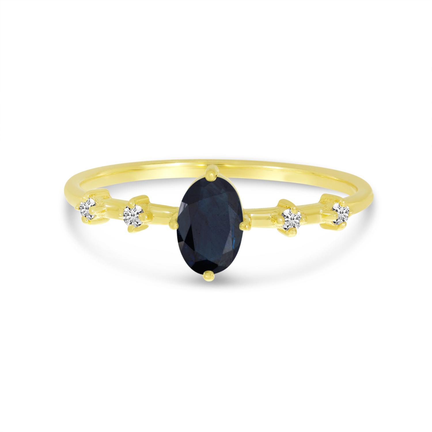 14K Yellow Gold Oval Sapphire Birthstone Ring