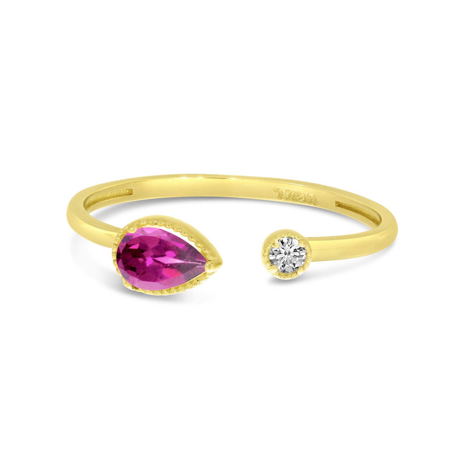 14K Yellow Gold Pear Cut Pink Tourmaline Duo Ring