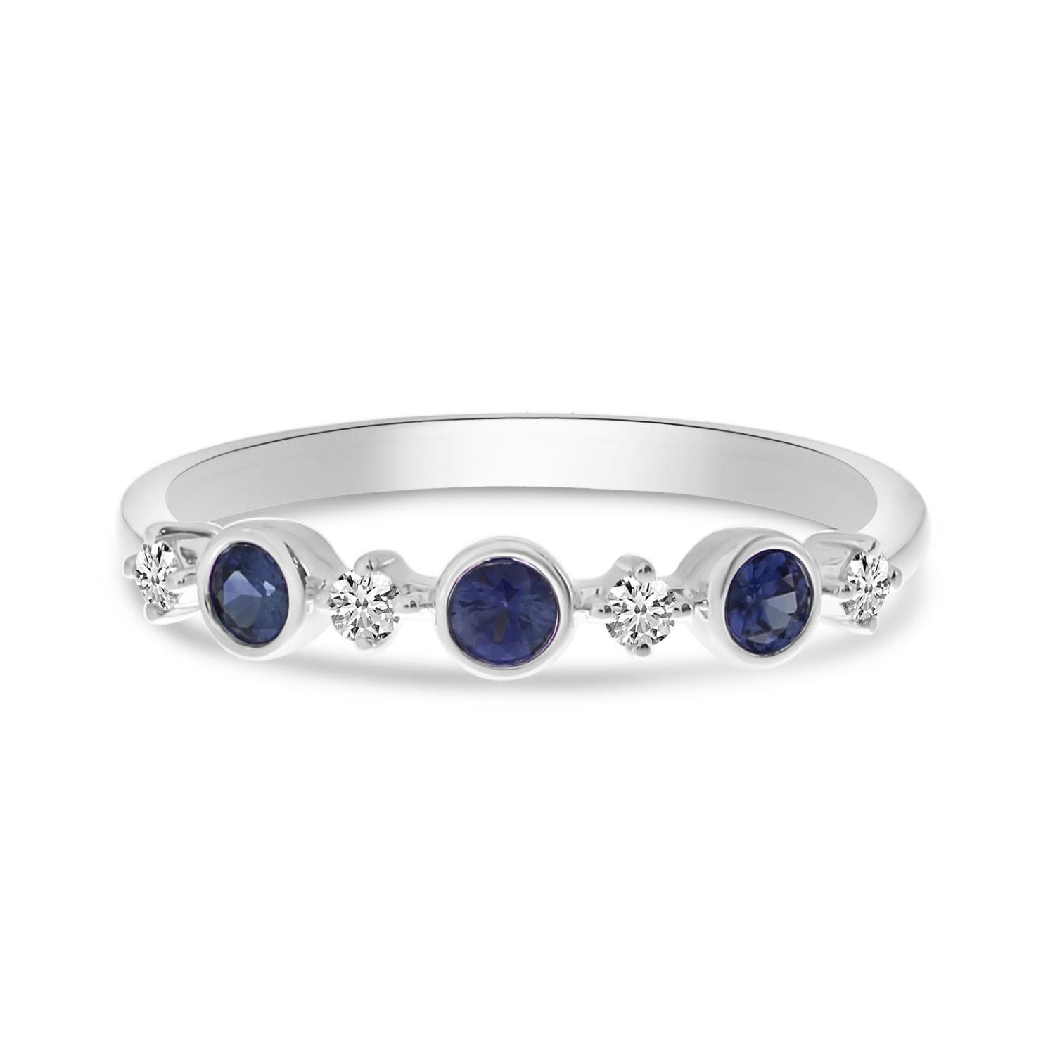 14K White Gold Precious Ruby and Diamond Band