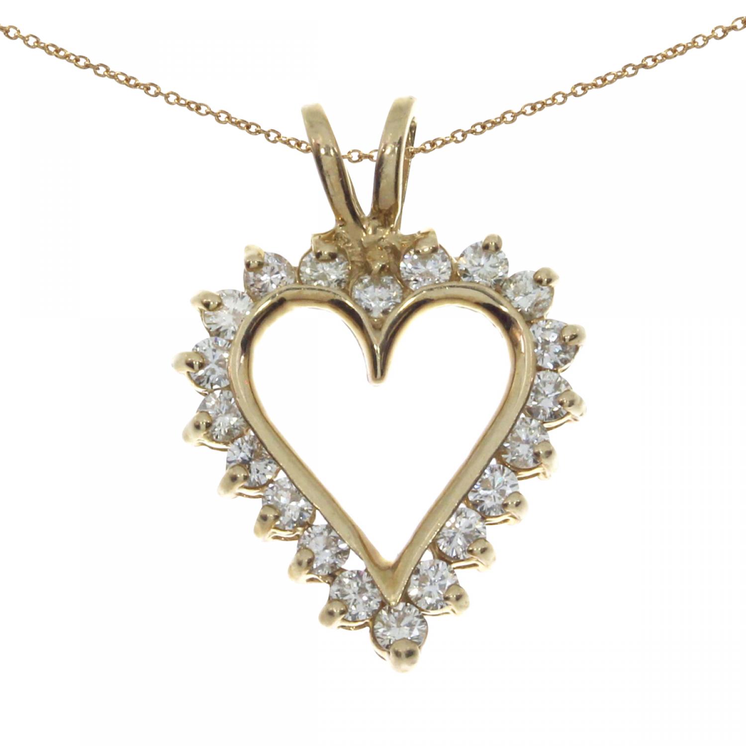 14K Yellow Gold Diamond Heart Pendant