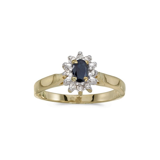 10k Yellow Gold Oval Sapphire And Diamond Ring