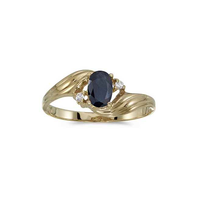 14k Yellow Gold Oval Sapphire And Diamond Ring