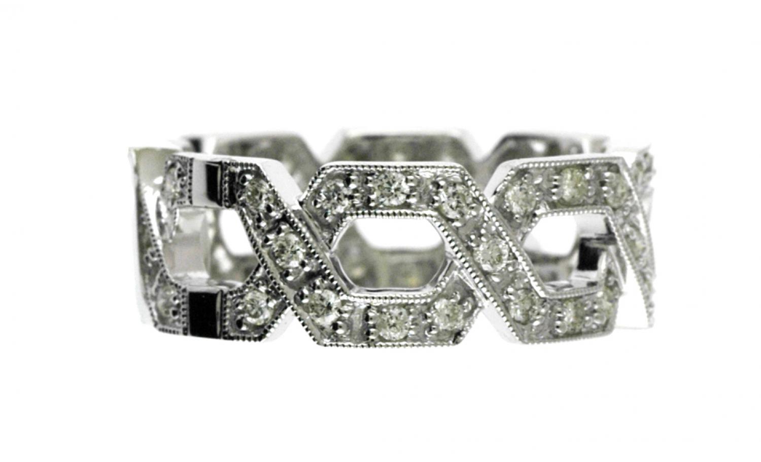 14K White Gold ^X^ .70 Ct Diamond Ring Band