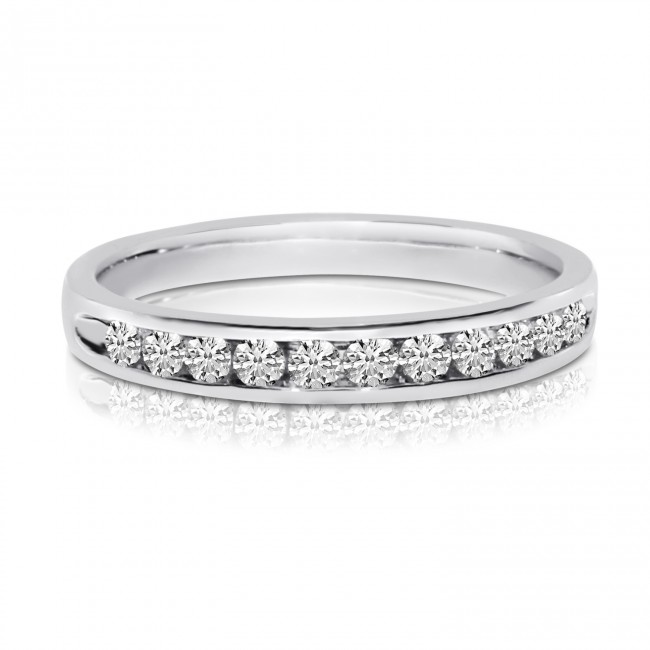 14K White Gold .50 Ct Channel Diamond Gents Band