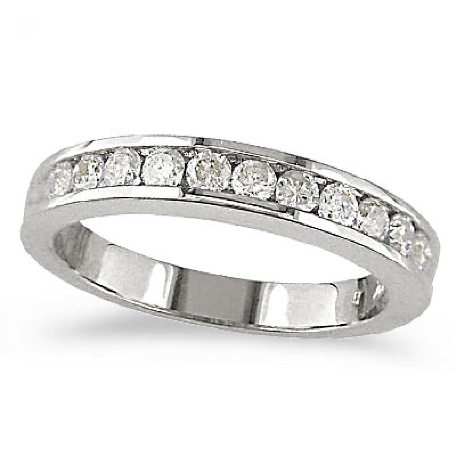 14K White Gold Diamond Channel Band Ring