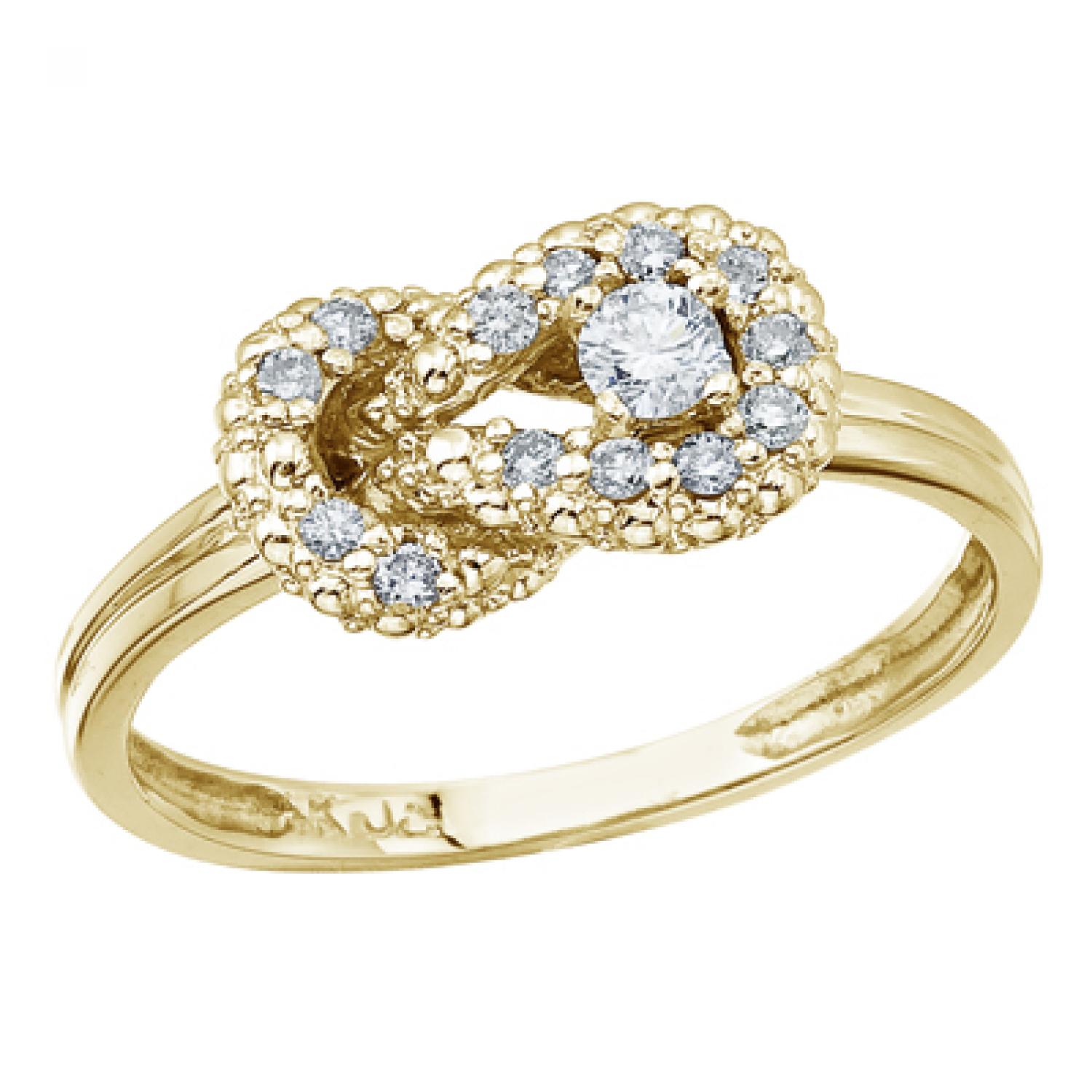 14K Yellow Gold Fashion Knot Diamond Ring