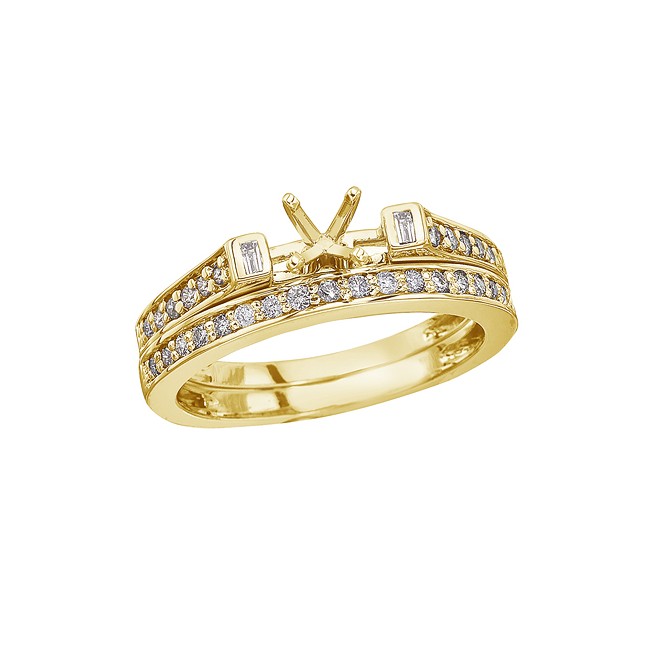 14K Yellow Gold Baguette Diamond Bridal Ring Set