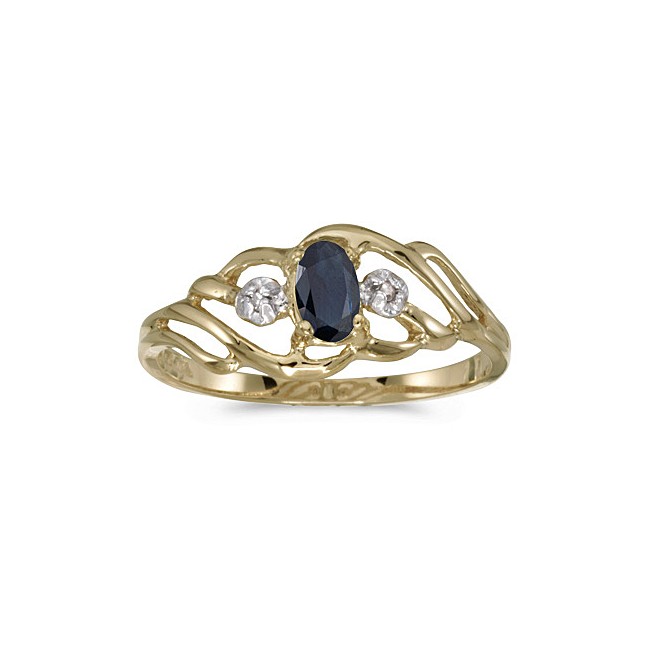 10k Yellow Gold Oval Sapphire And Diamond Ring