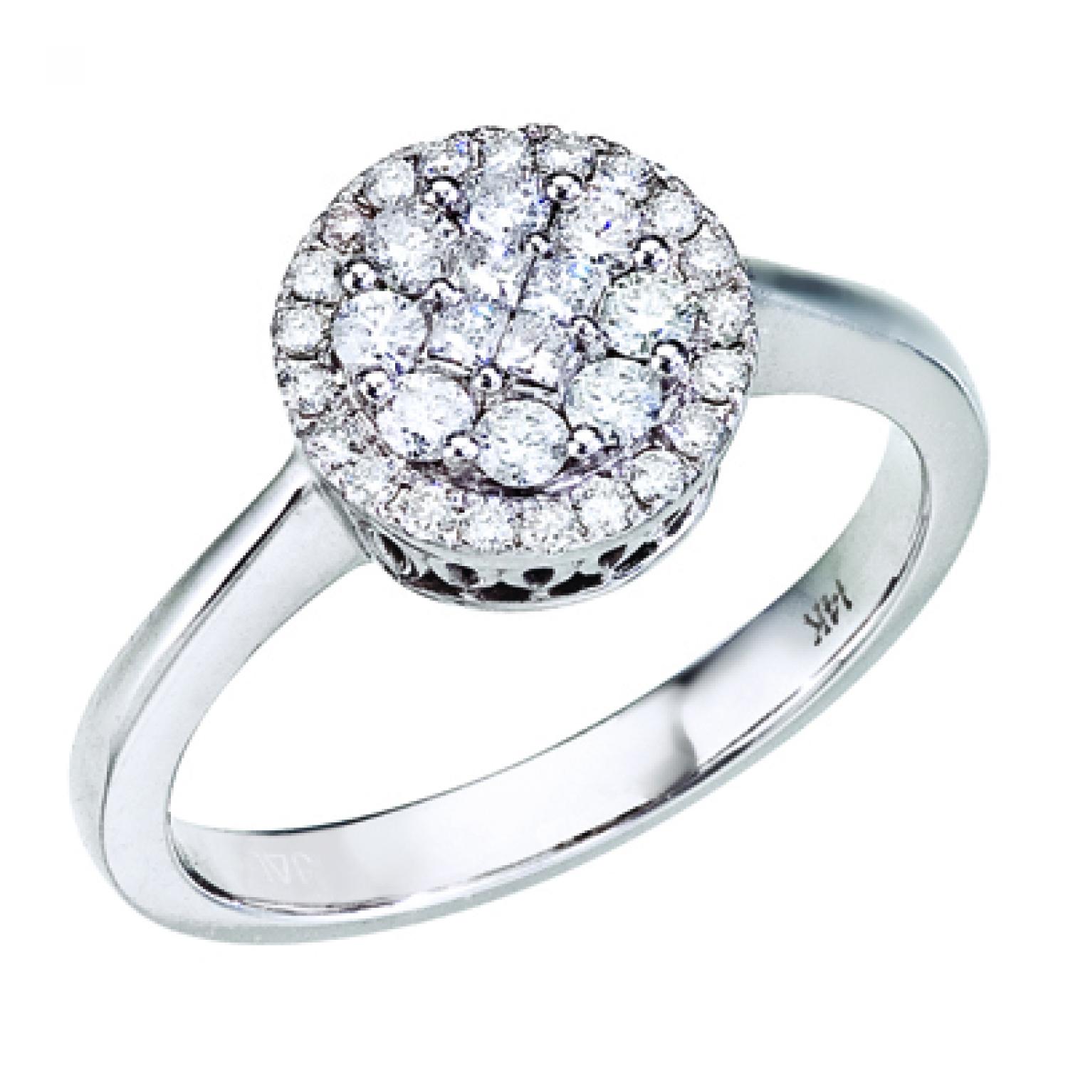 14K White Gold Diamond Clustaire Ring