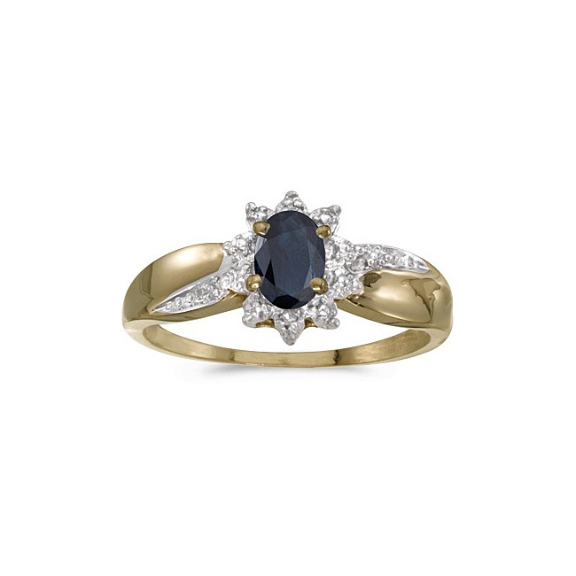 10k Yellow Gold Oval Sapphire And Diamond Ring