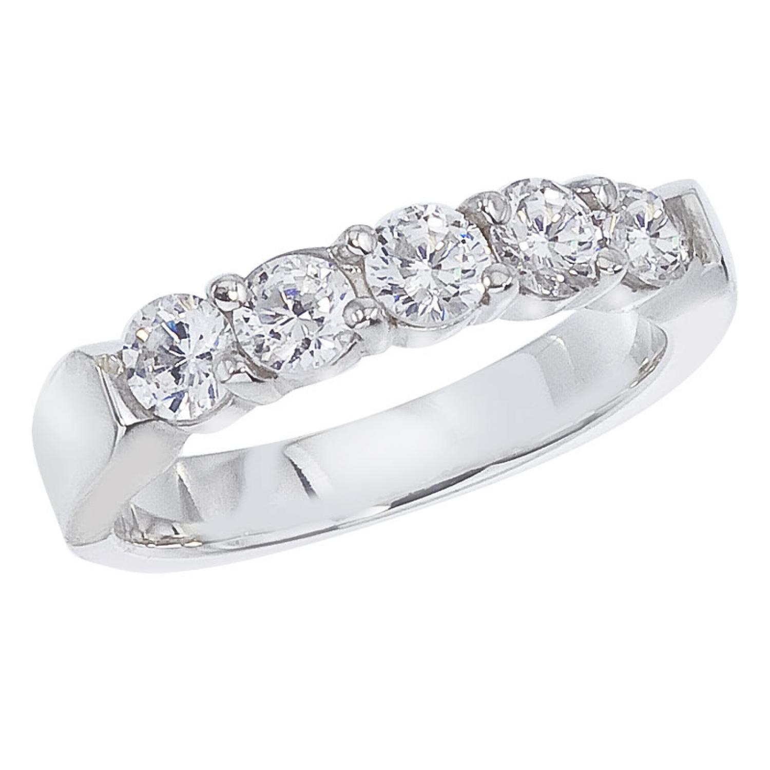 14K White Gold 1 Ct Five Stone Diamond Band